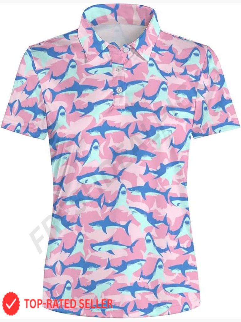 Moisture Wicking Golf Polo Shirt Short Sleeve V-Neck Classic Regular Fit